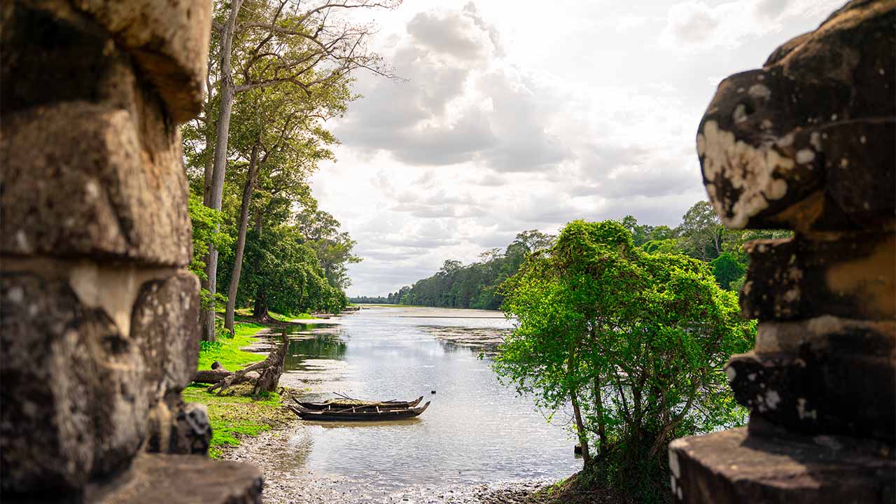 River at Bayon South Gate Cambodia